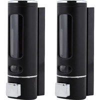 Kkd Abs Plastic Wall Mounted Cylindrical Soap Dispenser, Leak-Free Multipurpose Liquid Dispenser For Hand Wash,Shampoo, Gel Dispenser For Bathroom/Basin/Kitchen Sink (Black, 400 Ml) (Pack Of 2)