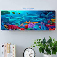 Darshanam World Dolphin Printed Dust Cover Folding Designer Ac Cover For Indoor Split Ac 1 Ton (White, 91 X 31 X 21Cm)(Royal)