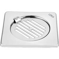 Lipka Eon Square With Golden Classic Jali Floor Drain |Premium Stainless Steel |6 X 6 Inches| With Hinge