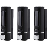 Kkd Abs Plastic Wall Mounted Cylindrical Soap Dispenser, Leak-Free Multipurpose Liquid Dispenser For Hand Wash,Shampoo, Gel Dispenser For Bathroom/Basin/Kitchen Sink (Black, 400 Ml) (Pack Of 3)