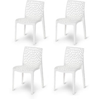 Rw Rest Well Web Designer Plastic Outdoor Chair (Set Of 4, White)