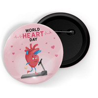 Dhcrafts Pin Badges Pink World Heart Day Glossy Finish Design Pack Of 1