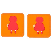 Mockery Door Stoppers Cartoon Cute Design Silicone Self-Adhesive Absorbing Gel For Children's Room Door Lock Protective Pad Handle For Furniture Refrigerator (Pack Of 2, Orange)