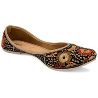 Desi Colour Women Ethnic Footwear Mojari/Punjabi Jutti- Black Thread Work1