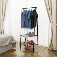 Lukzer Metal Garment Stand Storage Organizer With 2 Bottom Shelves Space Saving Rack For Books, Shoes, Coats, Toys, Multipurpose A Shaped Clothes Hanger (Black/151.5 X 33.5 X 60.2 Cm)