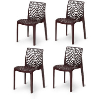 Rw Rest Well Web Designer Plastic Outdoor Chair (Set Of 4, Brown)