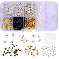 Diy Crafts Pack Of 200, Gold Silver + Clear, Pairs Bullet Clutch Earring Backs With Pad Earring Safety Backs Note :- Box Not Included With This Sale (Silv(Pack Of 200, Gold Silver + Clear)