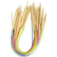 Qzep Bamboo Circular Knitting Crochet Needles With Colorful Plastic Tube For Sweater Needles Knitting Needles Tools Accessories,18 Sizes 2.0Mm -10.0Mm 80Cm (18 Pcs In 1 Set)