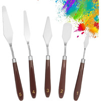 Naitik Creation 5Pcs Palette Knife, Stainless Steel Spatula Palette Knife Set, Pallet Knife, Painting Knives For Artist Oil Canvas Mixing Colour