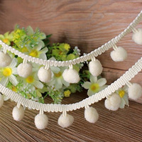 Handicraft-Palace Pom Pom Mini Bobble Ball Fringe Braid Lace Trimming For Crafting Sewing Hats (White, 10 Meter)