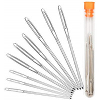 Cofiex Stainless Steel Crochet Needles Set - Large Eye Blunt Sewing Needles For Diy Crochet Projects - 3 Sizes Knitting Needles With Transparent Bottle - Ideal For Crochet And Knitting Enthusiasts
