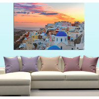 Inephos Framed Canvas Santorini, Greece Cities Art Wall Painting For Living Room, Bedroom, Office, Hotels, Drawing Room (Multicolor, 85 X 55Cm)