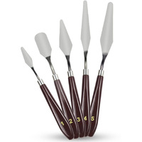 Ofixo Set Of 5 Steel Oil Painting Palette Knife Spatula Set With Wooden Handle