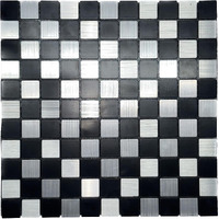 Zurato Peel And Stick Kitchen Backsplash Self-Adhesive Wall Tile, Aluminum Mosaic 3D Wall Sticker For Living Room Bedroom Decor, Interior Wall Decor Tiles (30Cm X 30Cm) (Black + Silver, 1)