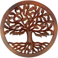 Esplanade Kalpavriksha Tree Of Life Wall Hanging Showpiece | Decorative Items - Home Decor | Wood - Brown - 15.5" Inches