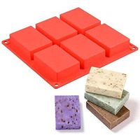 Ality Silicone Soap Molds, 6 Cavities Rectangle Silicone Soap Molds, Great For Homemade Craft Soap Mold, Chocolate Mold, Cake Mold  Ice Cube Tray (Red)