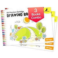 Drawing Books For Kids | 2A Size Drawing Books | 36 White Blank Drawing Pages | Drawing Sheets For Drawing, Colouring And Painting | Set Of 3 Art Sketchbooks