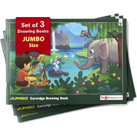 Jumbo Drawing Book For Kids, Artists | Big Plain Sketch Pad For Artists, Children, Students | 34 White Blank Unruled Pages | 37 X 27 Cm | Soft Cover | Sketching, Colouring, Painting | Set Of 3