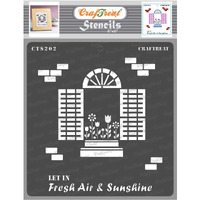 Craftreat Window Stencil For Art And Craft - Fresh Air And Sunshine - 6X6 Inches - Reusable Diy Stencils For Wall Painting Home - Home Dcor Stencils For Furniture Painting