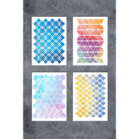 Gss Designs Patterns Stencil Template Set?4 Pack?- Hexagon Triangles Fish Scale Oriental A5(6X8.25 Inch) - Art Painting For Card Making Canvas Furniture