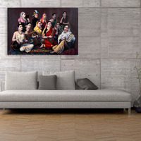 Inephos Raja Ravi Varma Unframed Canvas Abstract Wall Painting (91Cm X 61Cm, Multicolor)