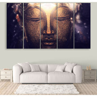 Inephos Vinyl And Sunboard Buddha Wall Painting, Black, Religious, 150 X 76 Cm, Set Of 5