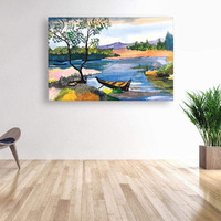 Inephos Wood Landscapes, Abstract Painting, Multicolour, Printed, 85Cm X 55Cm