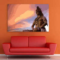 Inephos Cotton And Wood Lord Shiva Framed Painting, Gold, Abstract And Religious, 85 X 55 Cm