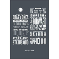 Inephos Steve Jobs - Heres To The Crazy Ones Inspirational Poster Print (Size: 24 Inch X 36 Inch, Large, Laminated Vinyl Print)