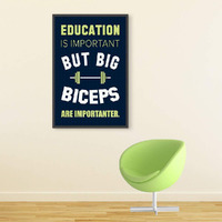 Inephos Big Biceps Are Important Gym Quotes Poster Art | Gym Motivation Posters (Size: 8 Inch X 12 Inch, Framed, Laminated Print)