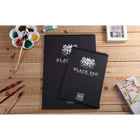 Artrack Black Drawing Paper Sketch Pad For Pencil, Acrylic Marker, Opaque Inks, Gouache And Pastels, Wire Bound, 120 Gsm, 210 X 297 Mm Black, 32 Sheets