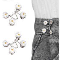 Snehida Waist Tightener Adjustable Buckle Set Extra Button Make Tighter Jeans Instant Pins Pants Skirts No Sewing Required Extender Jean Clips For Dress Perfect Fit Loose (Flower Waist Pin) (8)