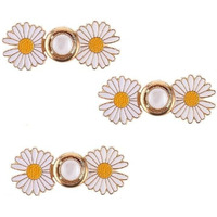 Zavasika Adjustable Jean Button, Pant Waist Tightener Pins, No Sew And No Tools Detachable Decorative Waist Buckle, Waist Adjustment Button Extender, Instant Clips For Loose Jeans Skirts (Gold, White Sun Flower Pack Of 3)