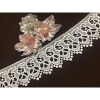 Off White Lace And Border Material For Suits,Saree & Dupatta (Size 7.5 Cm) Qty 5 Meter,Used As Trims,Borders,Embroidery Lace,Applique,Fabric Lace,Sewing Supplies,Cotton Lace Work,Diy.
