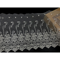 Elegant Off-White Scalloped Net Lace With Floral Embroidery  5 Yards | Decorative Trim For Curtains, Tablecloths, Slipcovers, Bridal Diy & Clothing Accessories