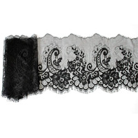 Orient Lace Black Chantilly Scallop Net Lace  Nylon Flower Eyelash Trim Ribbon For Dresses, Skirts, Burkhas, Hijabs & Diy Handicrafts