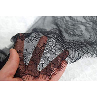 Orient Lace Craft Chantilly Net Scallop Lace Black Nylon Floral Eyelash Lace Trim Ribbon Sewing Dress Skirt,Burkha/Hijab, Decor Diy Handicrafts. (Black)