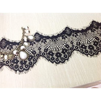 Orient Lace Craft Black Chantilly Scallop Net Lace,Nylon Flower Eyelash Trim Ribbon Sewing Dress Skirt,Burkha,Decor Diy Handicrafts. (Black)