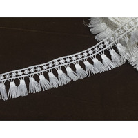 Orient Lace Craft Elegant White Embroidery Tassel Lace  5M Decorative Lace Trim For Sarees, Dresses, Dupattas & Diy Crafts