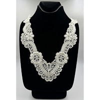 White Vintage Dyeable Handcrafted Embroidered Neck Lace Patch (1 Piece) | Rayon Applique For Suits, Dresses, Diy Crafts, Scrapbooking & Lace Jewelry