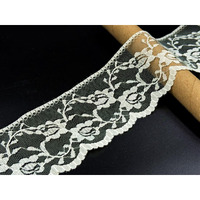 Orient Lace Craft Soft,Delicate,Light Weight ,Dye Able Off White Net Lace Ribbon|Floral Design Nylon Lace Trim Width 6.5 Cm ,For Wedding Invitation Card,Sewing,Hair Bows,Gift Package Wrapping,Curtain,Dupatta Lace,Bridal Diy Clothing/Accessories
