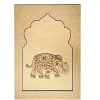 Adikala Mdf Jharokha With Elephant Left Side Face Engraved Design & Square Shaped Base Cutout Diy Craft-Set Of 2