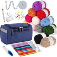Alfa Mart 46 Pcs Crochet Kits For Beginners, All In One Crochet Kits With Crochet Yarn, Crochet Starter Kit Include 24 Colors Yarn Skeins Knitting Accessories For Adults Kids Beginner Craft