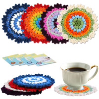 Tusmad 4Pcs Diy Floral Crocheting Coasters Material Kit With Ergonomic Hooks, Vibrant Yarns, Needle & Step-By-Step Guide - Decorative & Functional Tea Coasters Ergonomic Hooks, Vibrant Yarns,