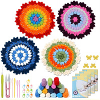 Alfa Mart Crochet Kit For Beginners, 4 Pack Coasters Crochet Starter Kit With Instructions And Video Tutorials, Easy To Learn Crochet Kits For Adults, Knitting Kit For Beginner Diy Craft
