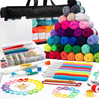 Tusmad 113 Piece Crochet With Yarn Set1600 Yards Assorted Yarn 73Pcs Crochet Accessories Set Including Ergonomic Hooks, Knitting Needles & More Ideal Beginner Kit Crochet Kit With Hooks Yarn Set,