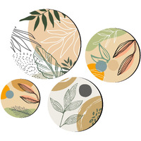 Amazingily Round Shape Elegant Wall Decoration Art - Handcrafted Traditional Wooden Decor Piece (Set Of 4 | Pattern-40)