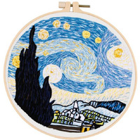 Topprosper Embroidery Kit For Adults Cross Stitch Starter Kit Includecraft Printed Embroidery Cloth With Flower Pattern, Embroidery Ring, Thread And Needle (Colar 06)