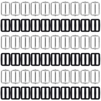 Diy Crafts 1" Inch Metal & Plastic Tri-Glides Rectangle Adjustable Webbing Slider (60X Metal 30+30 Nylon 30# 4, Pack Of 60 Pcs)