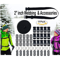 Diy Crafts 153 Pcs / 3 Set, 2" Inch Webbing & Accessories. Multi Kit, 2" Inch Release Bucklestri-Glide Slides D Rings Roll Nylon Webbing(153 Pcs / 3 Set, 2" Inch Webbing & Accessories. Multi Kit)
